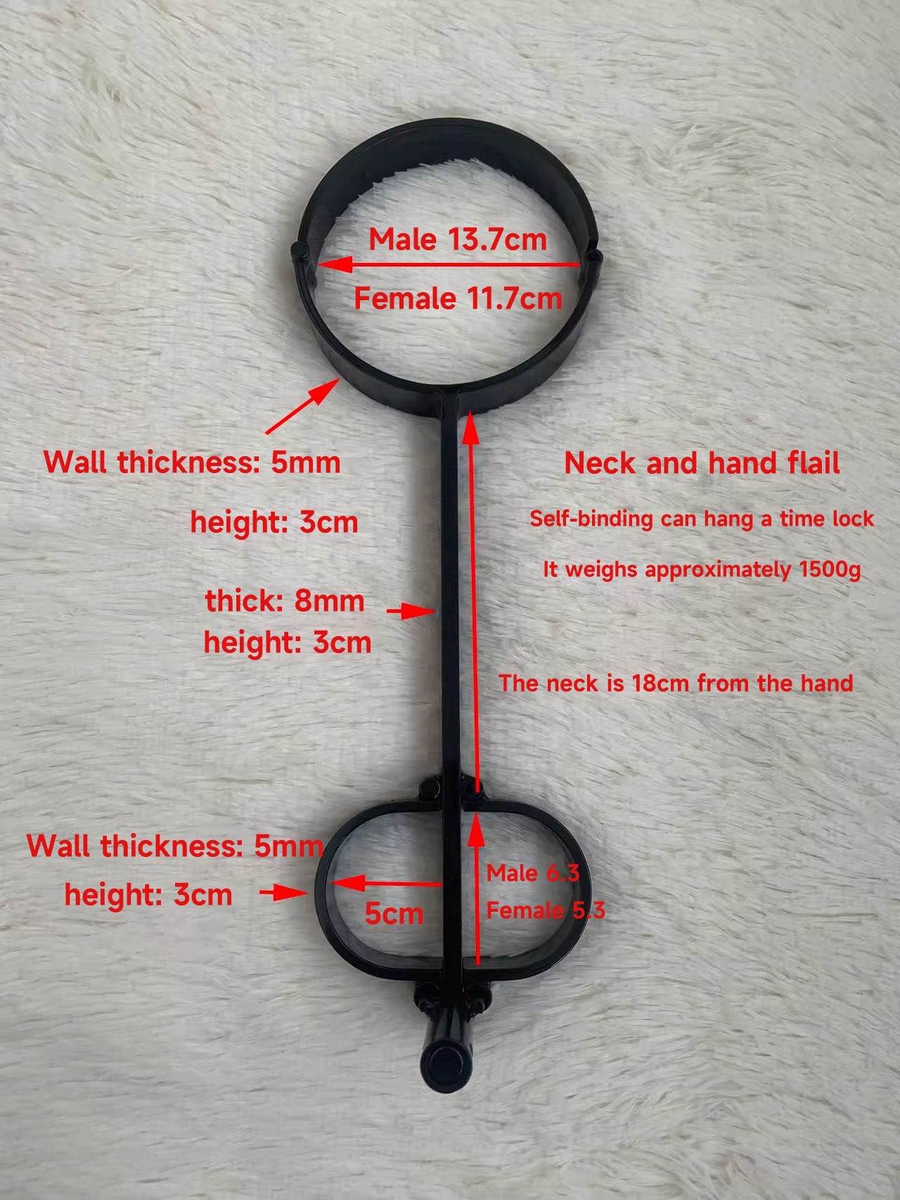 SM neck hand one word shackle self-binding hanging time lock props original tool adult alternative toy 杨子仪-t-equipment