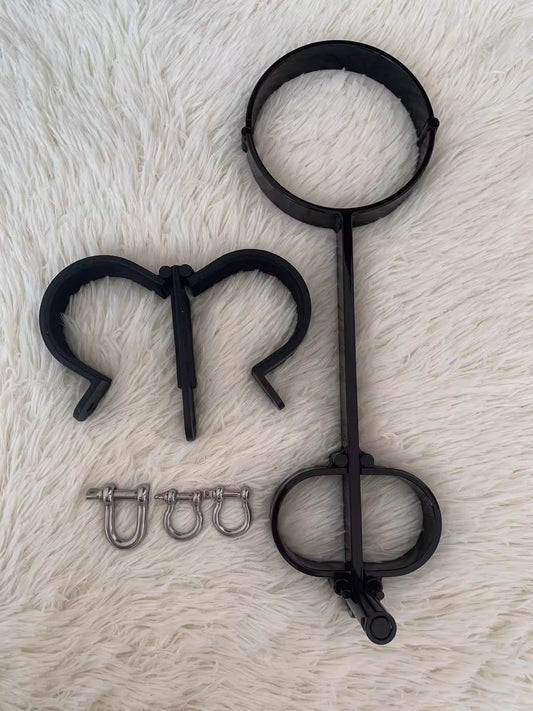 SM neck hand one word shackle self-binding hanging time lock props original tool adult alternative toy 杨子仪-t-equipment